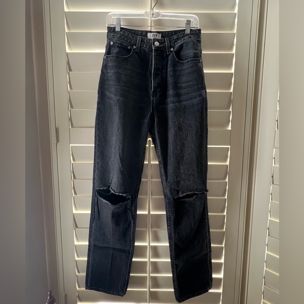 ZGY Black Distressed High Rise Jeans